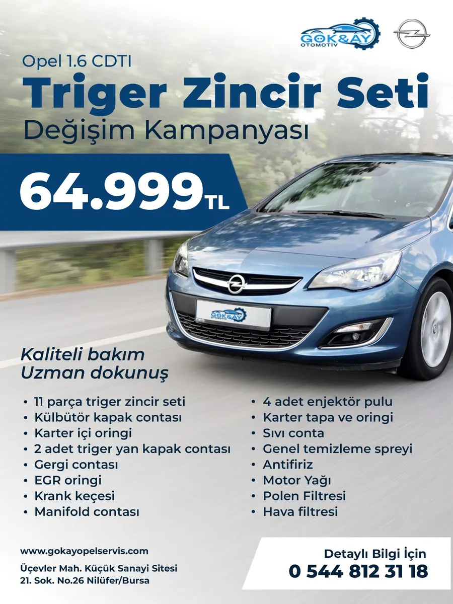 Opel 1.6 CDTI Triger Zincir Seti Değişim Kampanyası